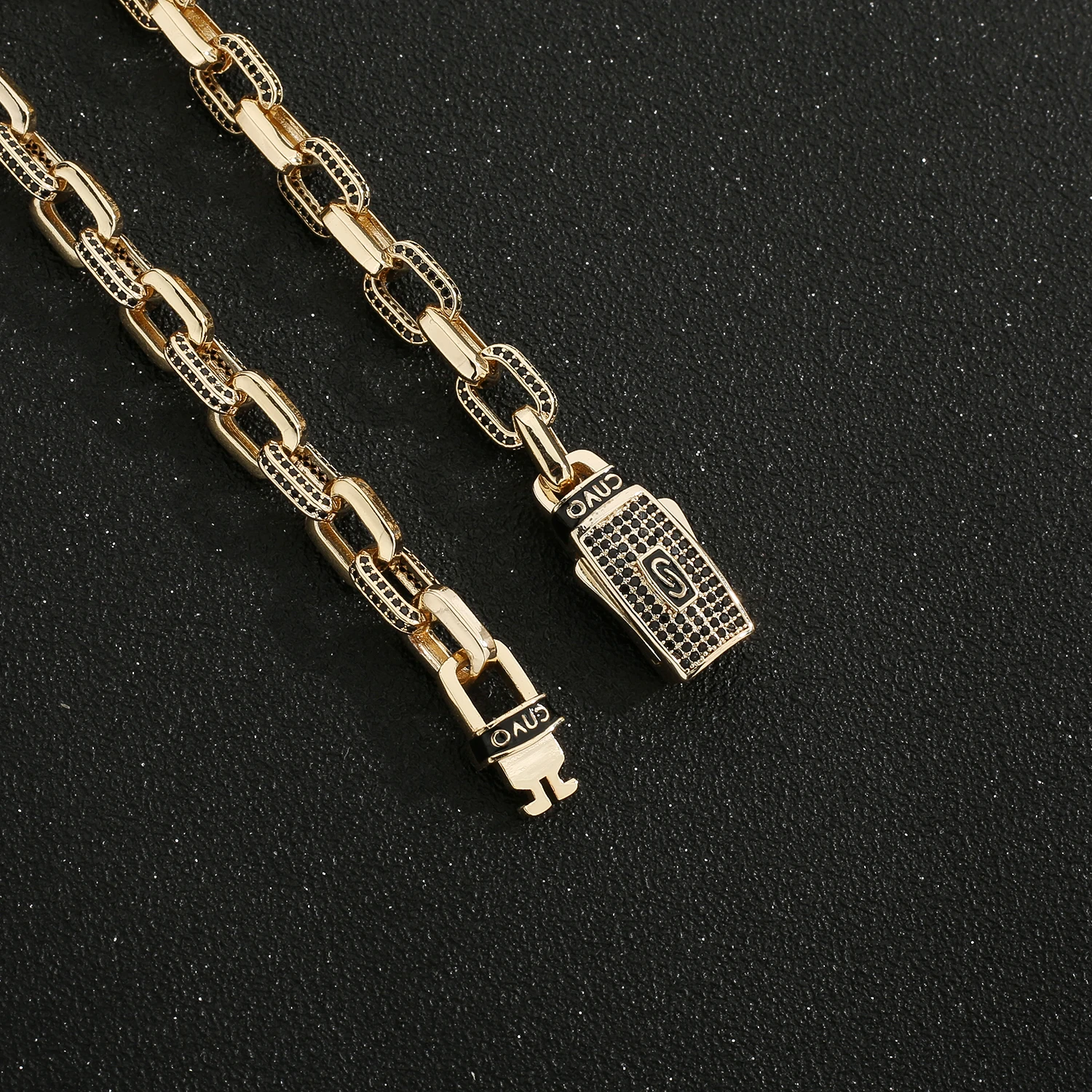 CNVO Engraved 14K Gold Plated Clasp Set - 8mm Necklace & Bracelet, Valentine's Gift