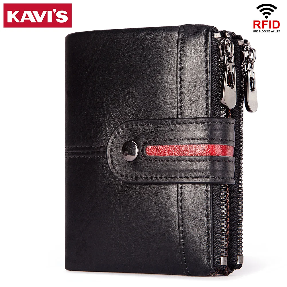 

Мужской кошелек из натуральной яловой кожи, роскошный оригинальный RFID-кошелек с карманом для монет на молнии, мужской Carteras Hombre