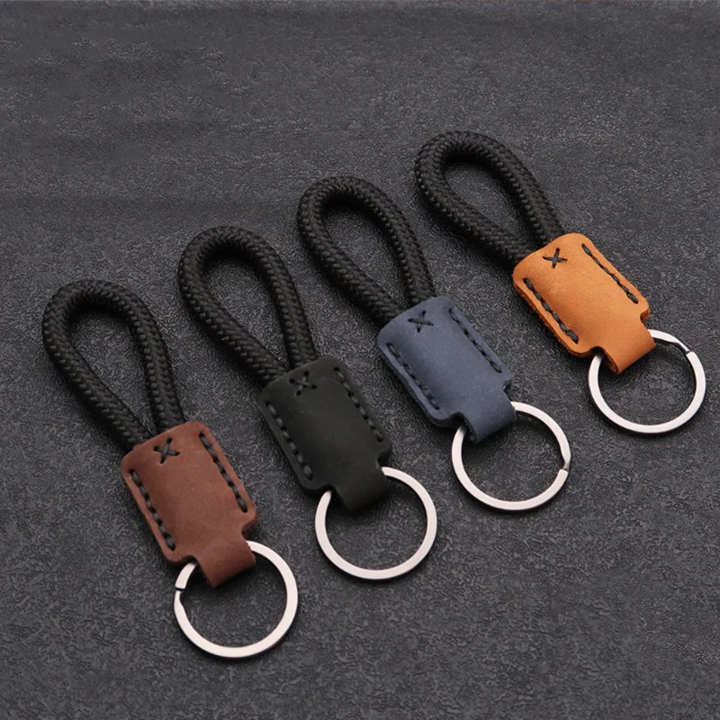 Neue klassische Vintage Kuh Leder Schlüsselanhänger Männer Persönlichkeit Mode Leder Auto Schlüsselanhänger