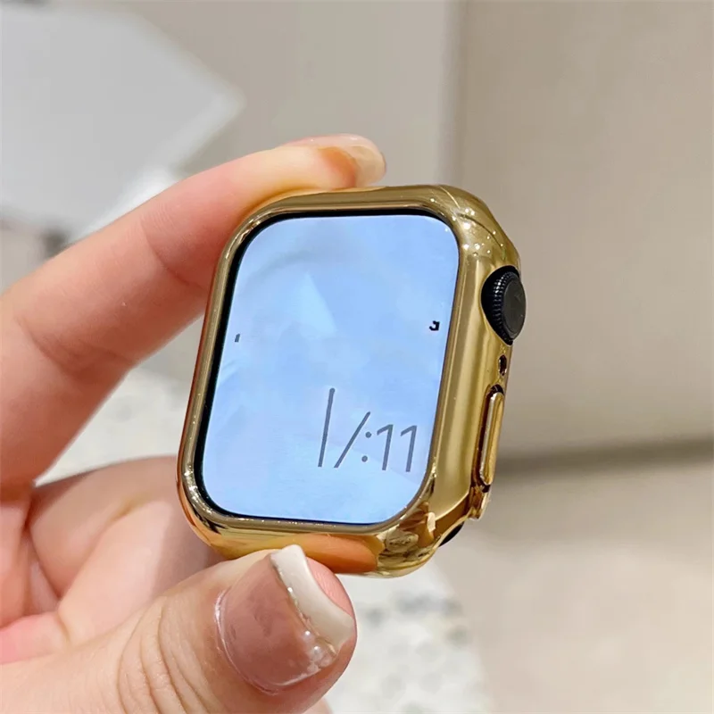 Plating Cover Case For Apple Watch Band 45mm 41mm 44mm 40 42mm 38mm For iWatch 6 SE 5 4 3 Screen Protector Bumper Apple Watch 7