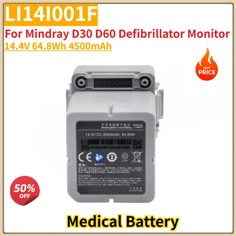 

New LI14I001F High Quality Medical Battery 14.4V 64.8Wh 4500mAh for Mindray D30 D60 Defibrillator Monitor Replacement Battery