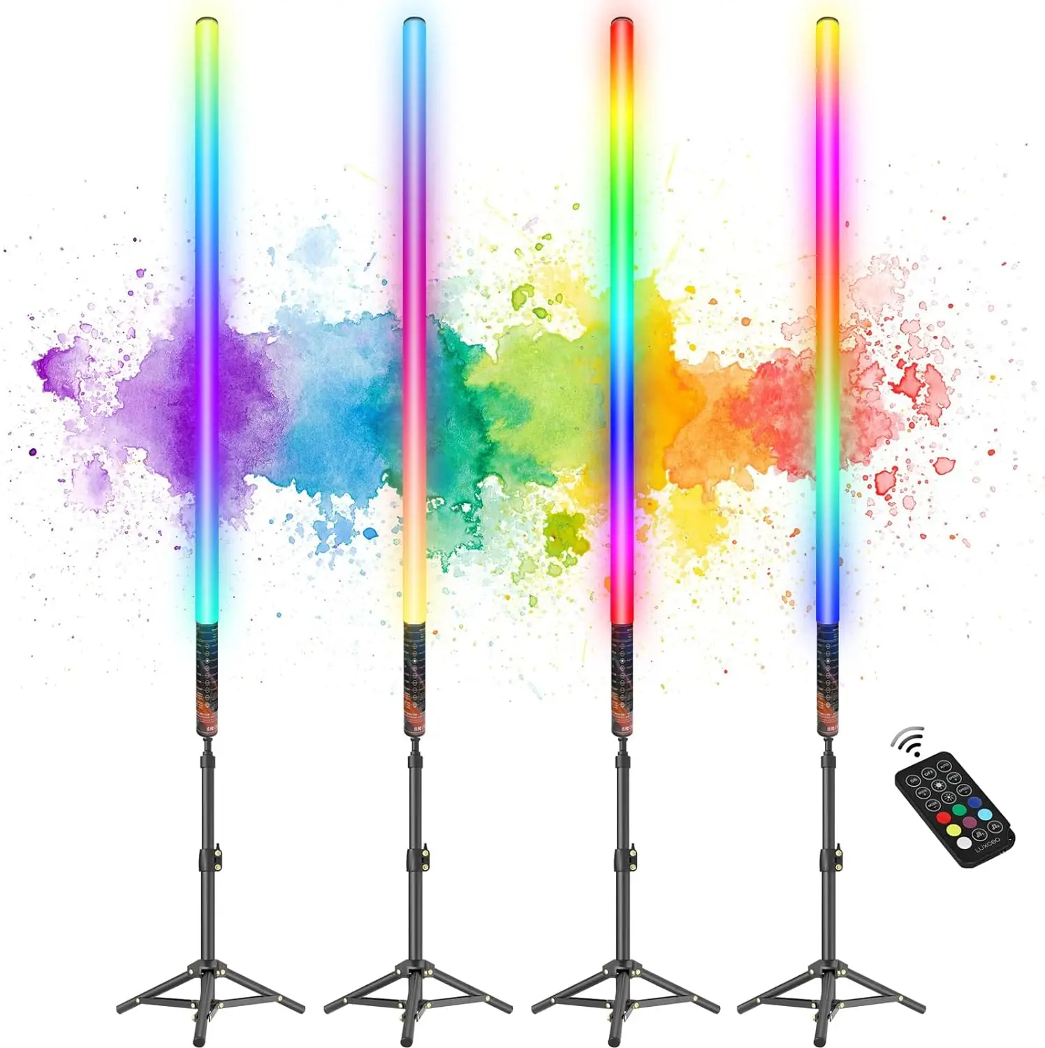 LUXCEO 120cm 4-Pack LED Mood Light Remote Control Atmosphere Lights RGB Color Changing Lighting for Bar Party Christmas Decor.