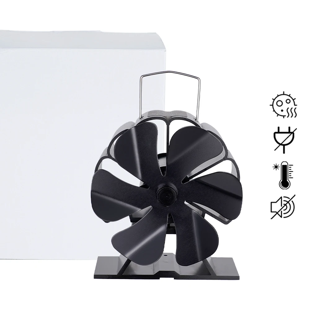 

6-лопастной мини-вентилятор для камина, вентилятор для печи, дровяная горелка, экологически эффективное распределение тепла, экологический для дома, на открытом воздухе