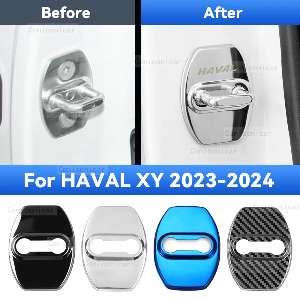 

Car Door Lock Protector Cover Stainless Steel For HAVAL XY 2023 2024 Protect Buckle Anti-rust Decoration Accessories