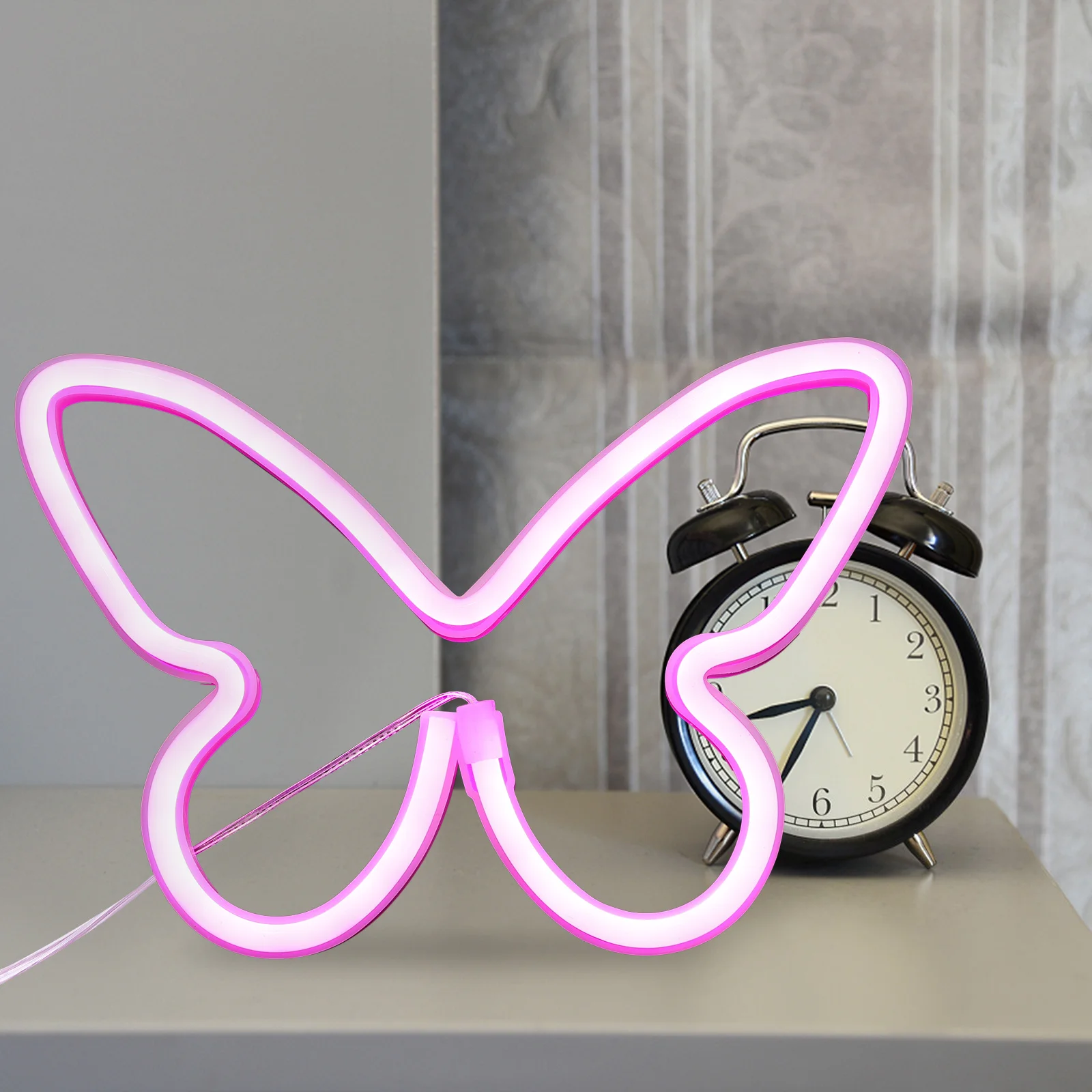 1Pcs Butterfly Neon Light Stylish LED Lamp USB Dual Power Decorative Night Lamp Small Luminous Home Garden Decor