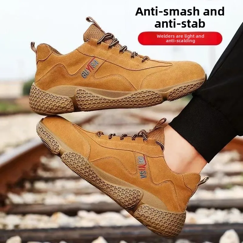 أحذية الصلب تو رجل سلامة الدورية زر الرجال أحذية رياضية مكافحة سحق المضادة للثقب أحذية أمان خفيفة الوزن تنفس الصلب تو