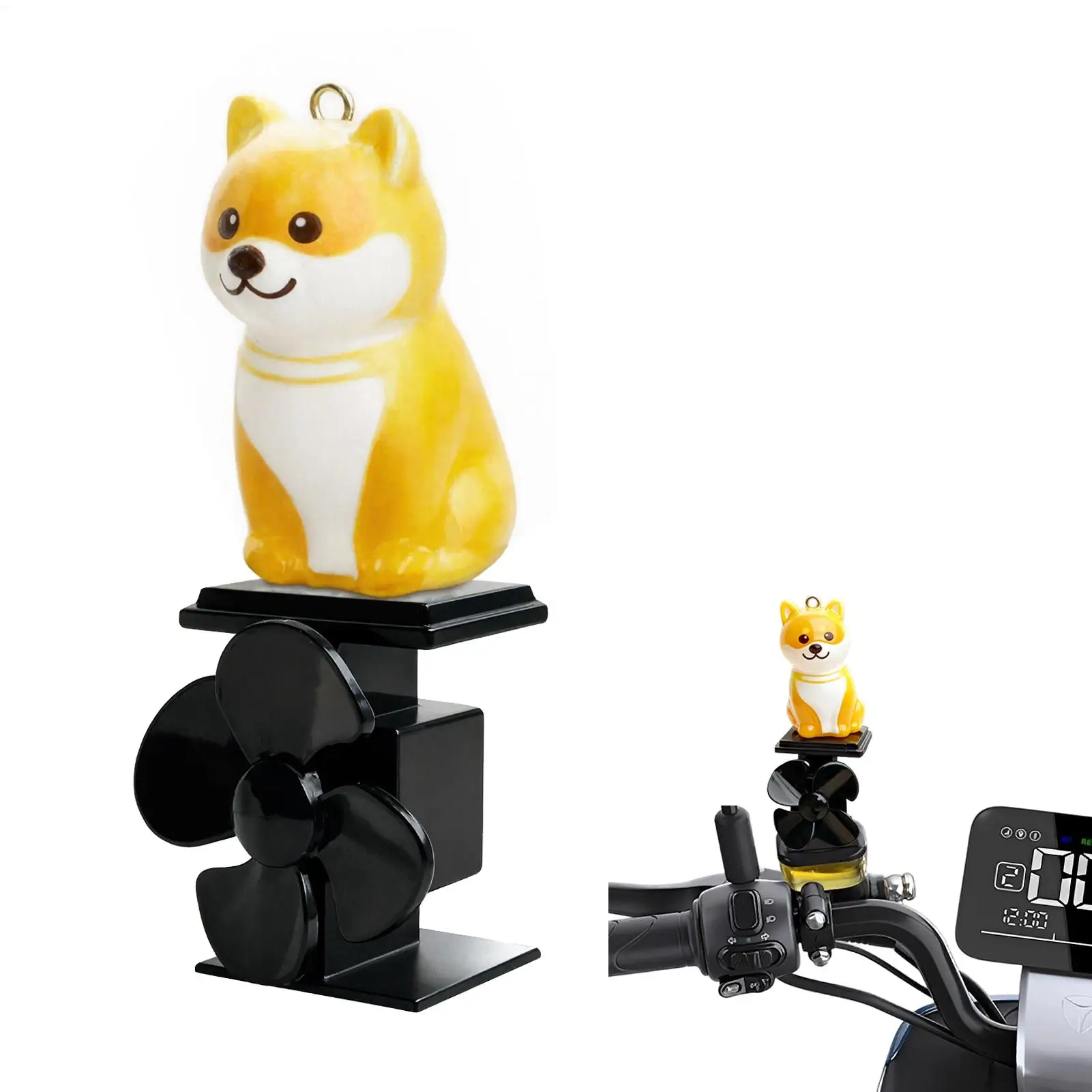 Dog Statue Motorcycle Sculpture With LED Light Wind Powered Animal Figurine For Motorcycle Handlebar Outdoor Cycling Night