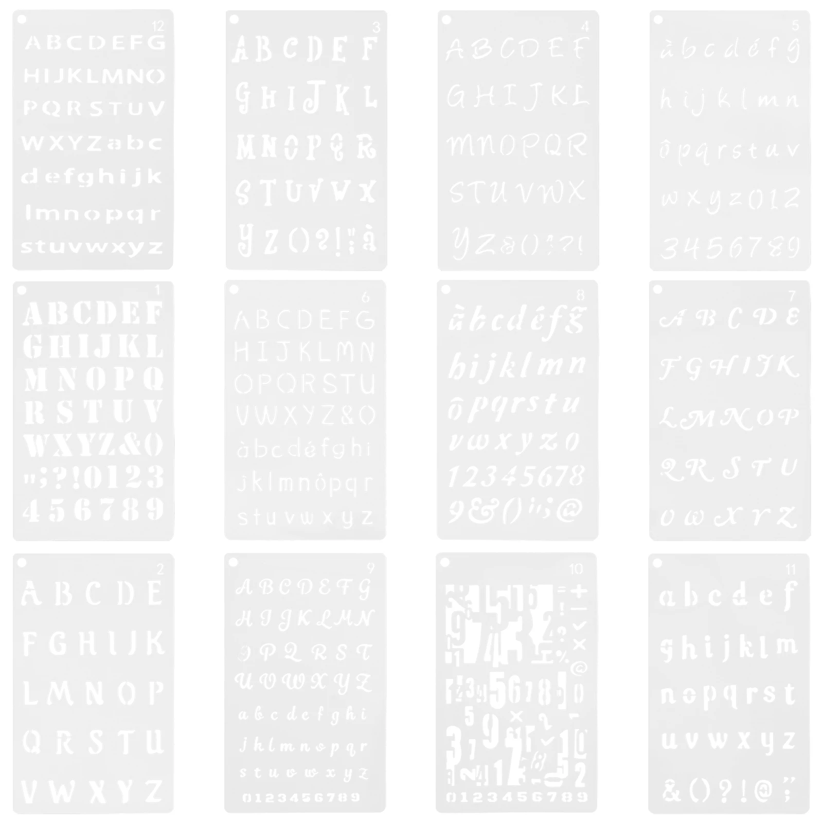 

12pcs Alphanumeric Template Letter Stencils Painting Decor Hollow Door Signs Home Wedding PET Reusable Supplies