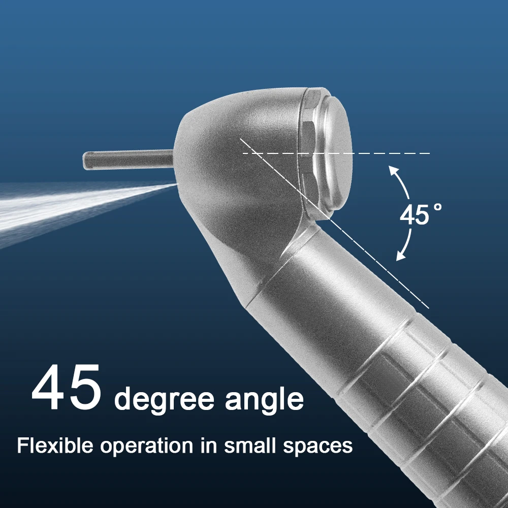 KIVO 45 องศา Contra Angle ฟันสกัด Handpiece ทันตกรรมความเร็วสูง Turbine ทันตกรรม Impacted ฟันสกัด Handpiece