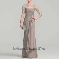 Customized Sweetheart Neck Mother of The Bride Dresses Applique Zipper Back Chiffon Formal Evening Gown Sequined Floor Length