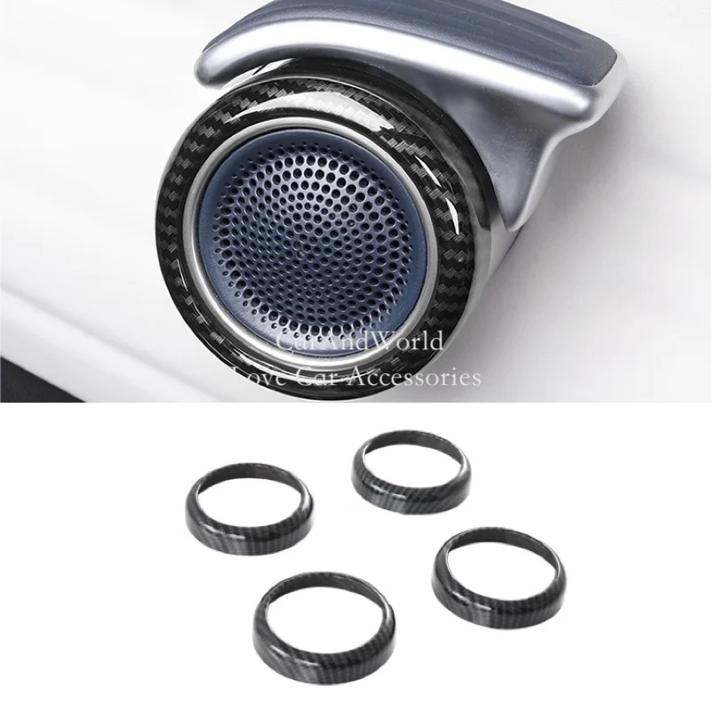 

ABS Carbon Door Speaker Horn Circle Sound Frame Trumpet Cover Trims Car Interior Accessories For BYD Atto 3 2020-2023 2024