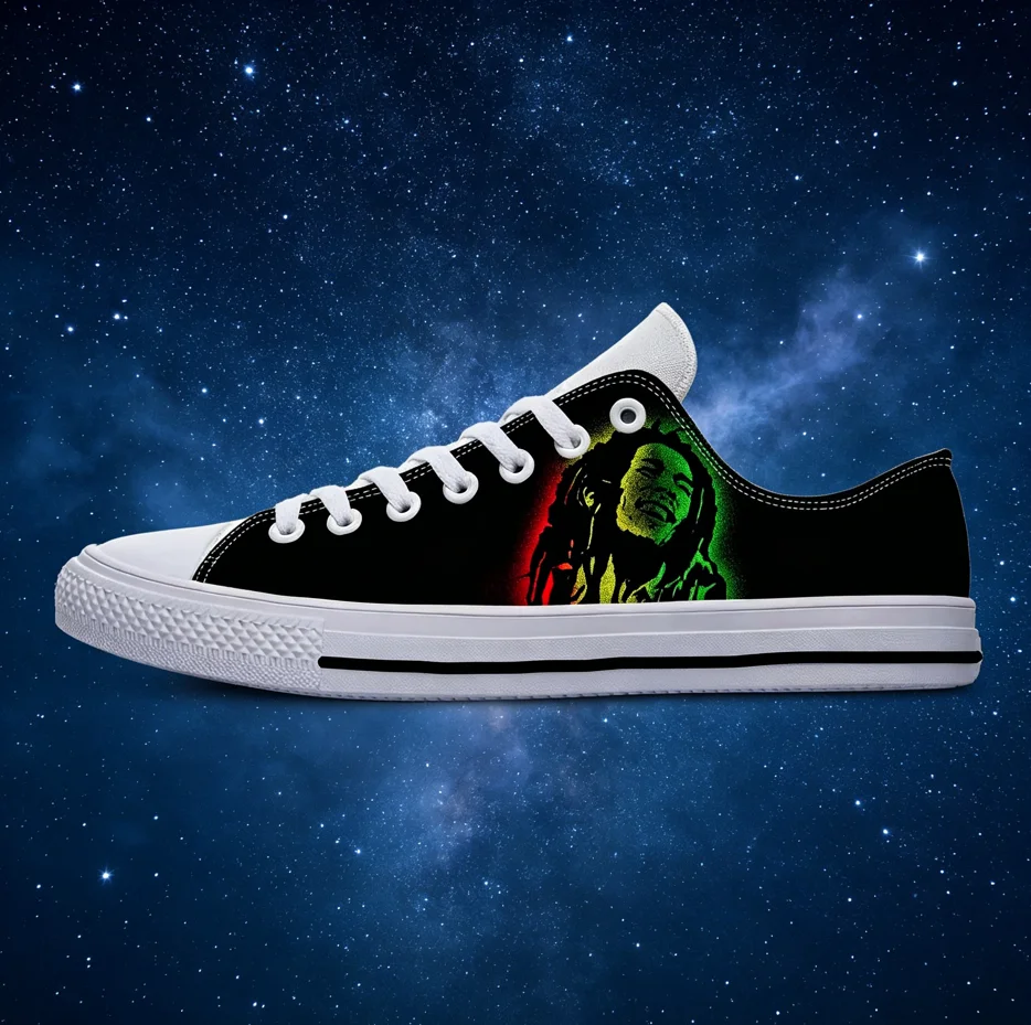 

Bob Marley Classic Reggae Symbol Low Top Canvas Sneakers Unisex Breathable Non-Slip Shoes