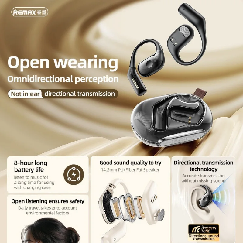 REMAX OpenBuds P10 - Auricolari Bluetooth wireless a conduzione aerea, comfort non in-ear con trasmissione direzionale