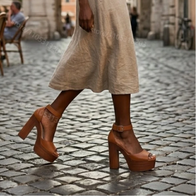 

Женские модные сандалии на платформе с толстым каблуком, под дерево, коричневые, с леопардовым принтом, в стиле ретро-граффити, для лета, пляжа и офиса