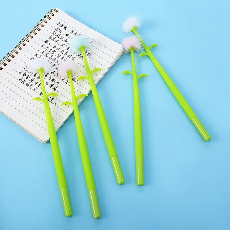 48PCS  Creative silicone dandelion neutral pen simulation flower wool ball pen lovely plush ball signature pen