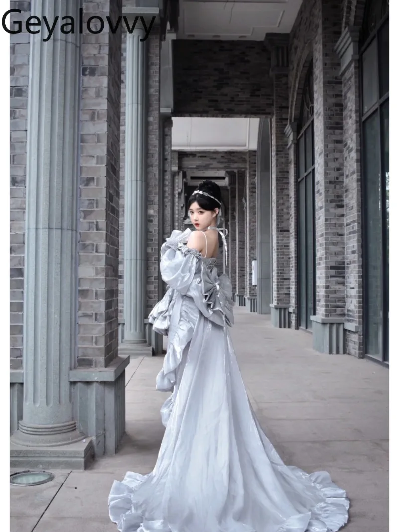 Summer Premium Tube Top Bow Slimming Sling Crop Top Birthday French High Waist Fluffy Princess Short Skirt Trailing Set