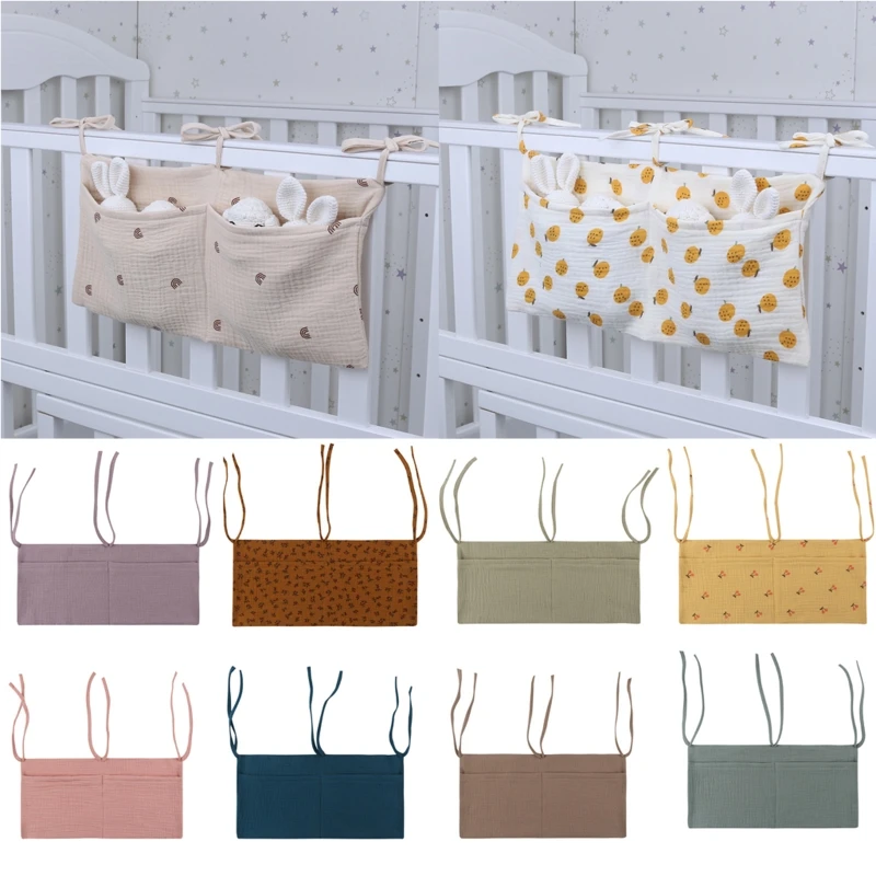 Neue Baby Bett Hängen Lagerung Taschen Baumwolle Neugeborenen Krippe Spielzeug Windel Tasche für Krippe Bettwäsche Set