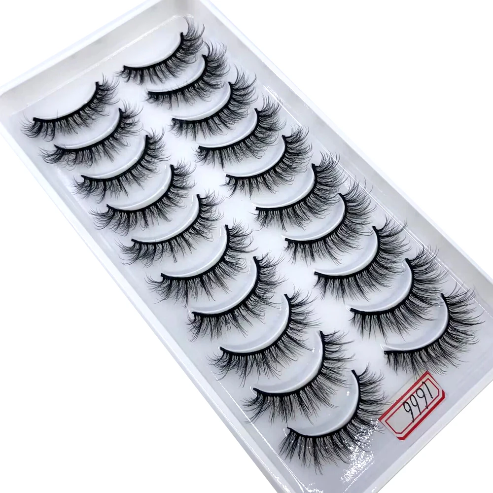 AMSDCN Künstliche Kurze Nerz-Wimpern, Natürlich Dramatische Falsche Wimpern, 10 Paar 3D-Wimpern für Make-up – Detail 29