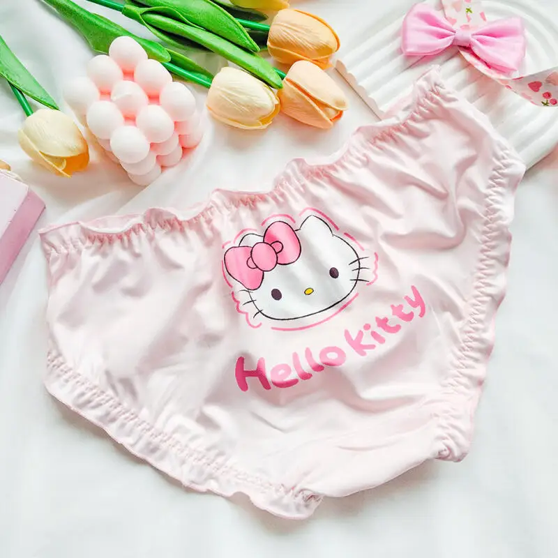 Hello Kitty Cute Kawaii Sanrio Peripheral Cartoon Cute Sexy Lace Panties Creative Sexy Y2K Low-Waist Briefs Bikini Girls Gift