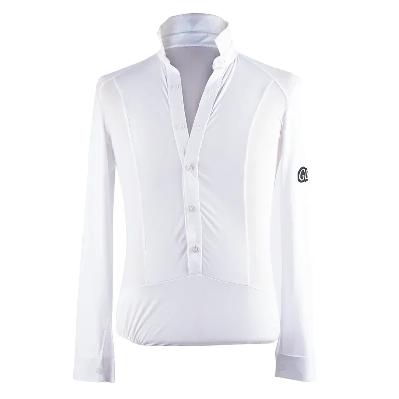 Chemise de danse de salon pour hommes, Costume de spectacle en maille, vêtements de danse modernes, vêtements de pratique latine de valse