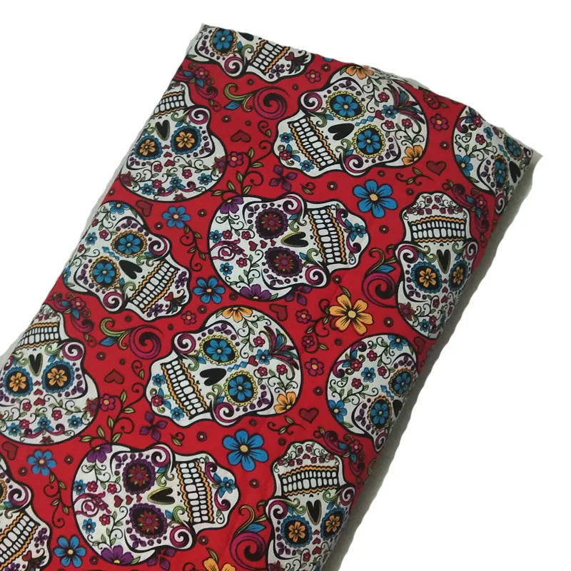 Sales! Viaphil 100% Cotton Vintage Various Flower Skull Series Printed  Cotton Fabric Sewing Cloth Dress Textile Tissue