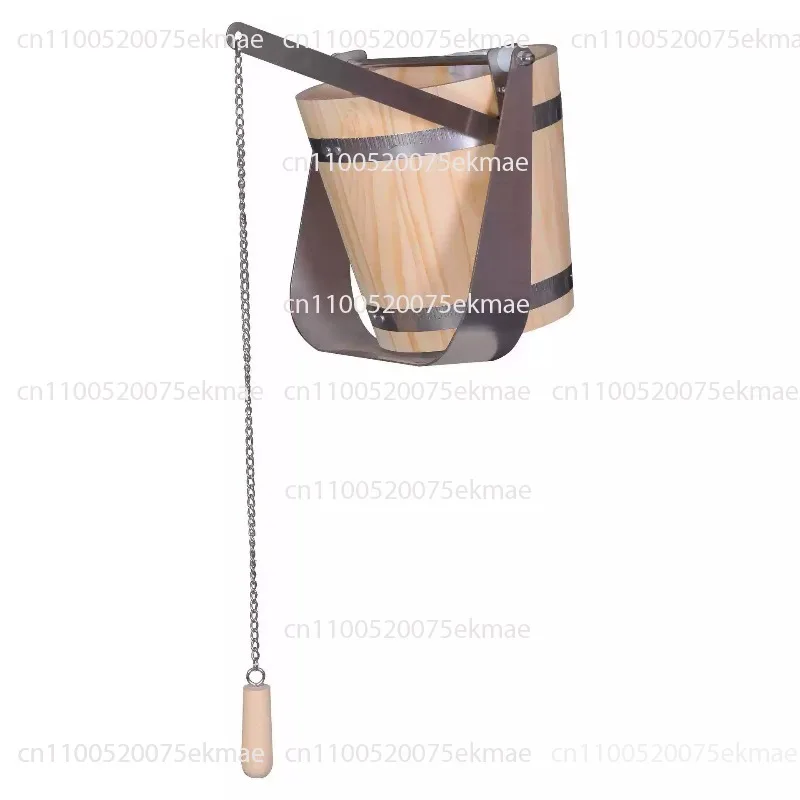 18L Best Steam Sauna Room Accessories Bucket Kit Wood Shower Bucket Sauna Room Hanging Water Bucket