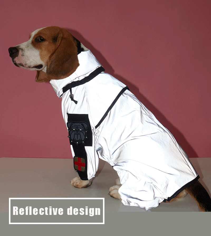 Outdoor-Regenmantel für große Hunde, Sonnenschutz, reflektierende Jacke, Haustier-Regenmantel, Kapuzenpullover, wasserdicht, mittelgroße und große Hundekleidung, Regenmantel-Overall – Detail 13