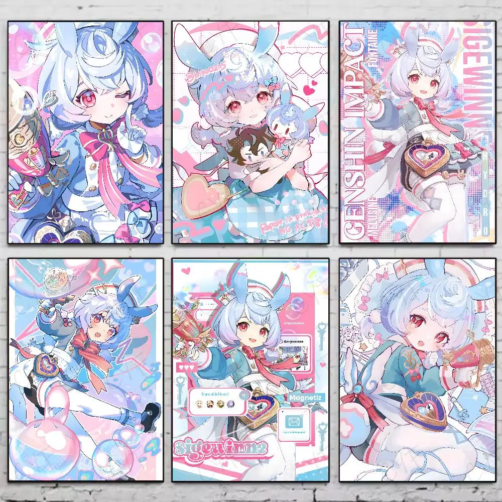 

Video Game G-Genshin Impact Sigewinne Poster High Quality Dorm Living Room Aesthetic Wall Decoration Painting Stickers Gift