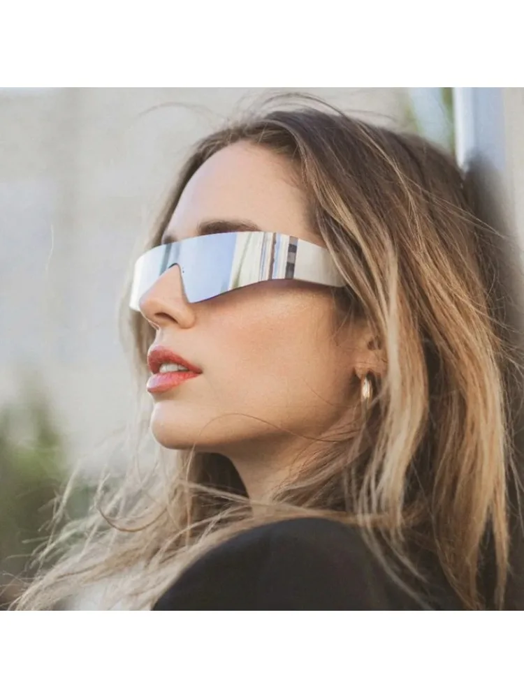 AliExpress crsd Cycling Punk One Piece Sunglasses Women Goggle Mirrored Y2K Sun Glasses Men 2000'S Wrap Around Eyeglasses Fashion Eyewear