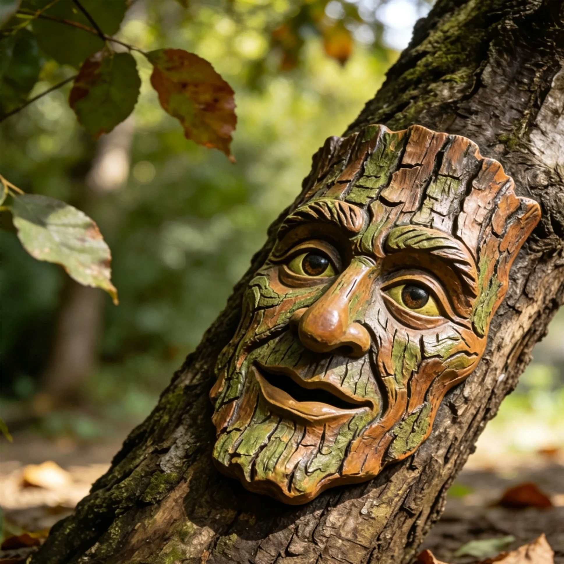 Creative Tree  Log Decoration Home Garden Outdoor Courtyard Big Tree Facial Feature Hanging Ornament Resin Material