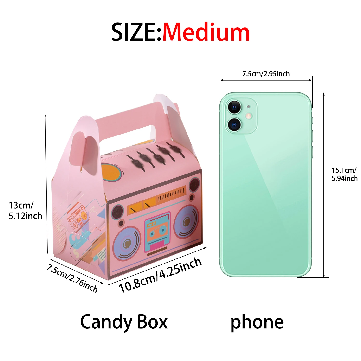8/16 Stück rosa süße Radio-Papier tragbare Kuchenboxen Geschenk Süßigkeiten Partygeschenke Box für Hochzeit Geburtstag Taufe Partyzubehör – Detail 5