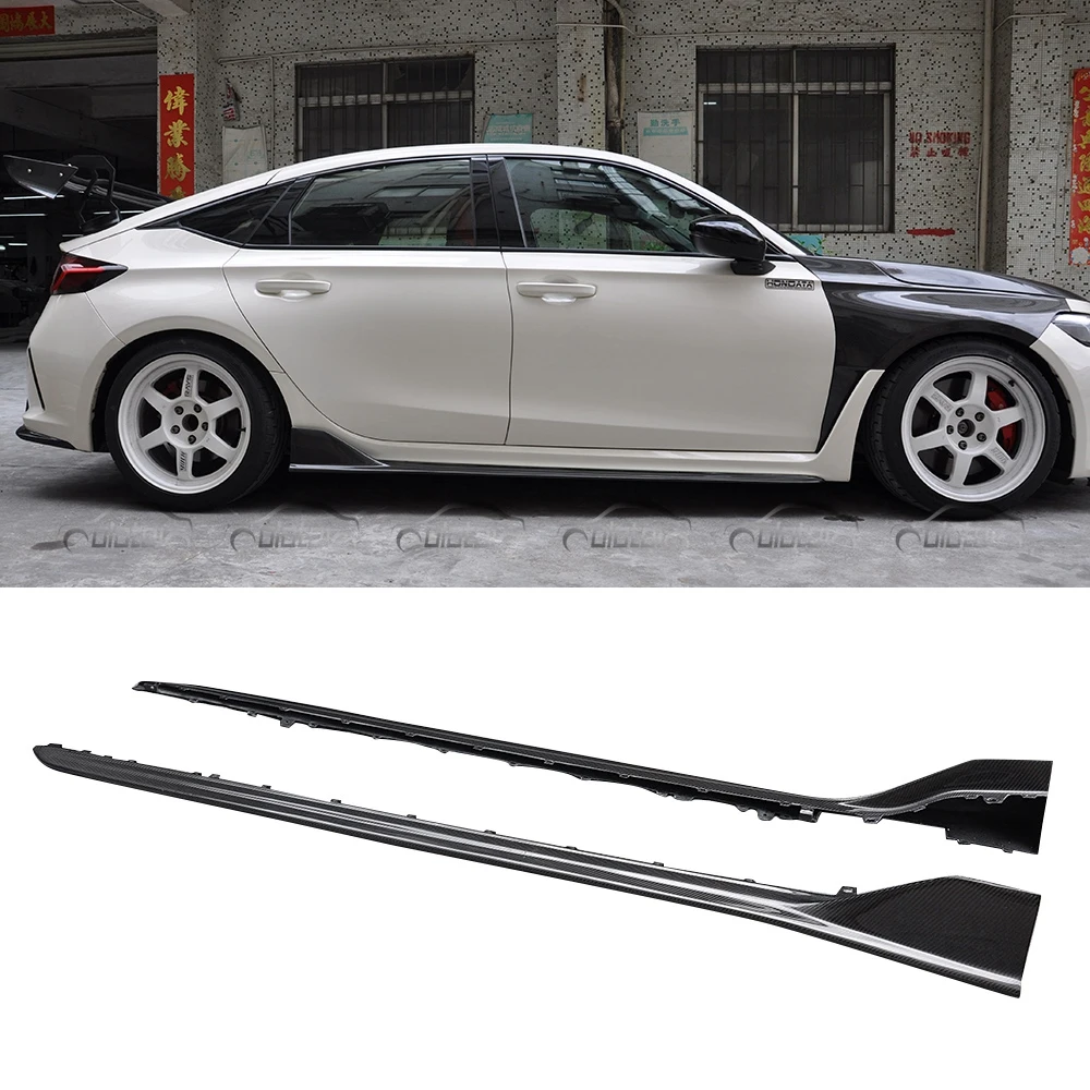 

Carbon Fiber Style Side Skirts Extension Lip Chin Spoiler Front Splitter for Honda Civic 11TH FL5 Type R 2022-2023