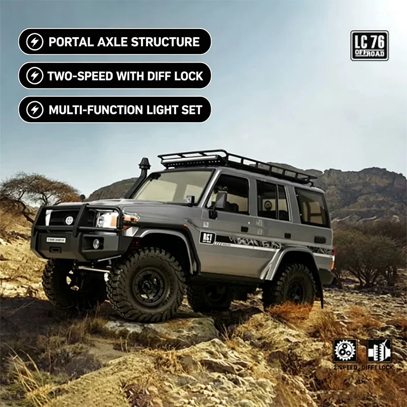 

EX86190 RGT 1/10 4WD Simulation Climbing Car LC76 Remote Control Electric Climbing Car High And Low Gear RC Off-Road Vehicle