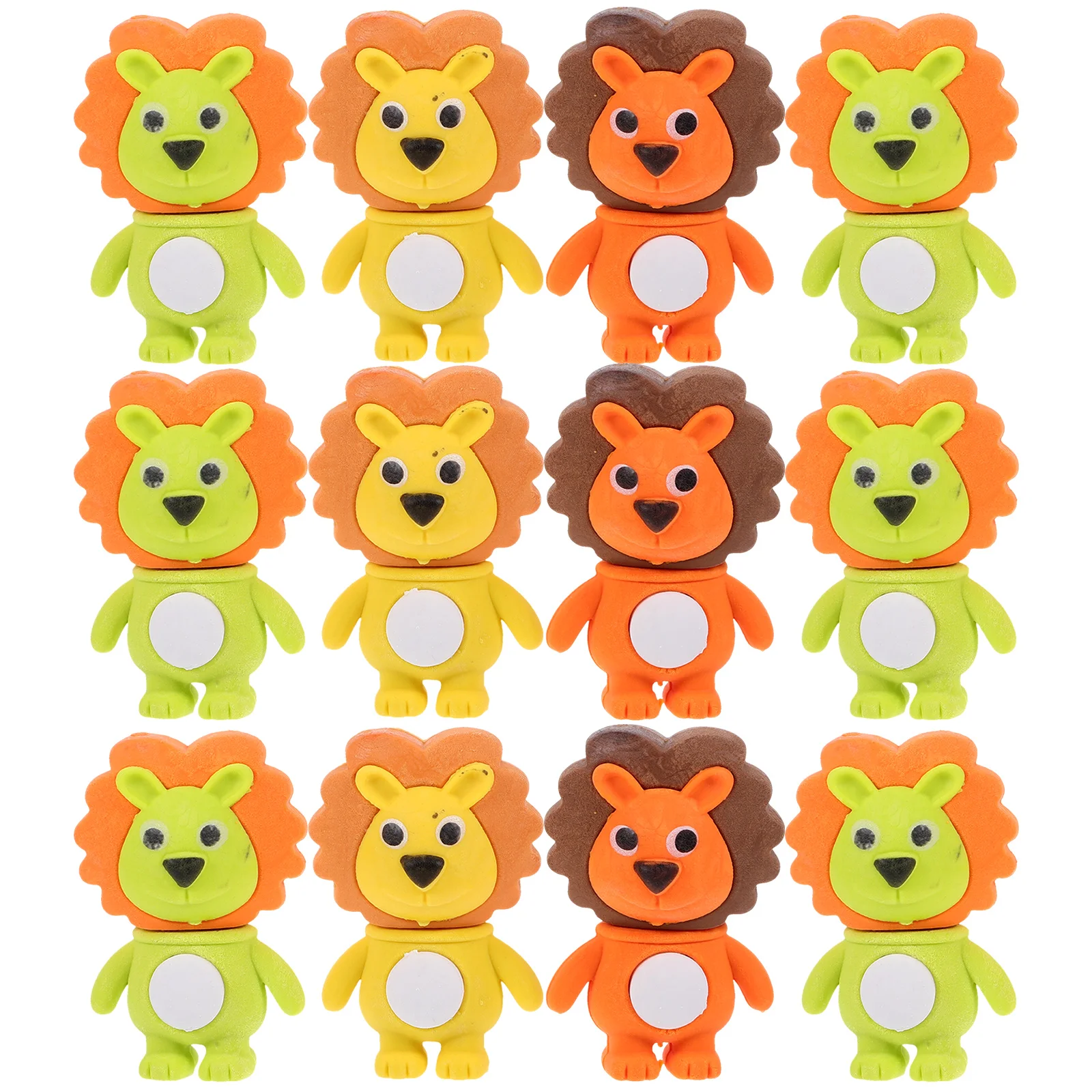 

24pcs 3D Shaped Erasers Cute Lion Design Portable Mini Pencil Correction Rubbers Student Supply Safe Material Kids Toy School
