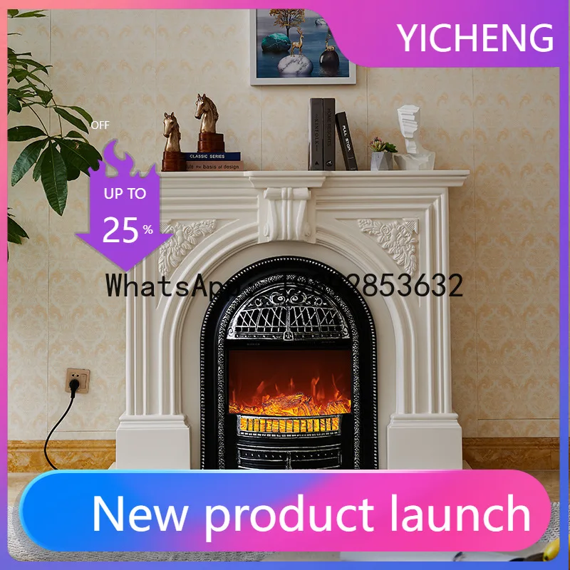 

Hys fireplace mantel - solid wood, realistic electric fireplace for home, villa, and living room