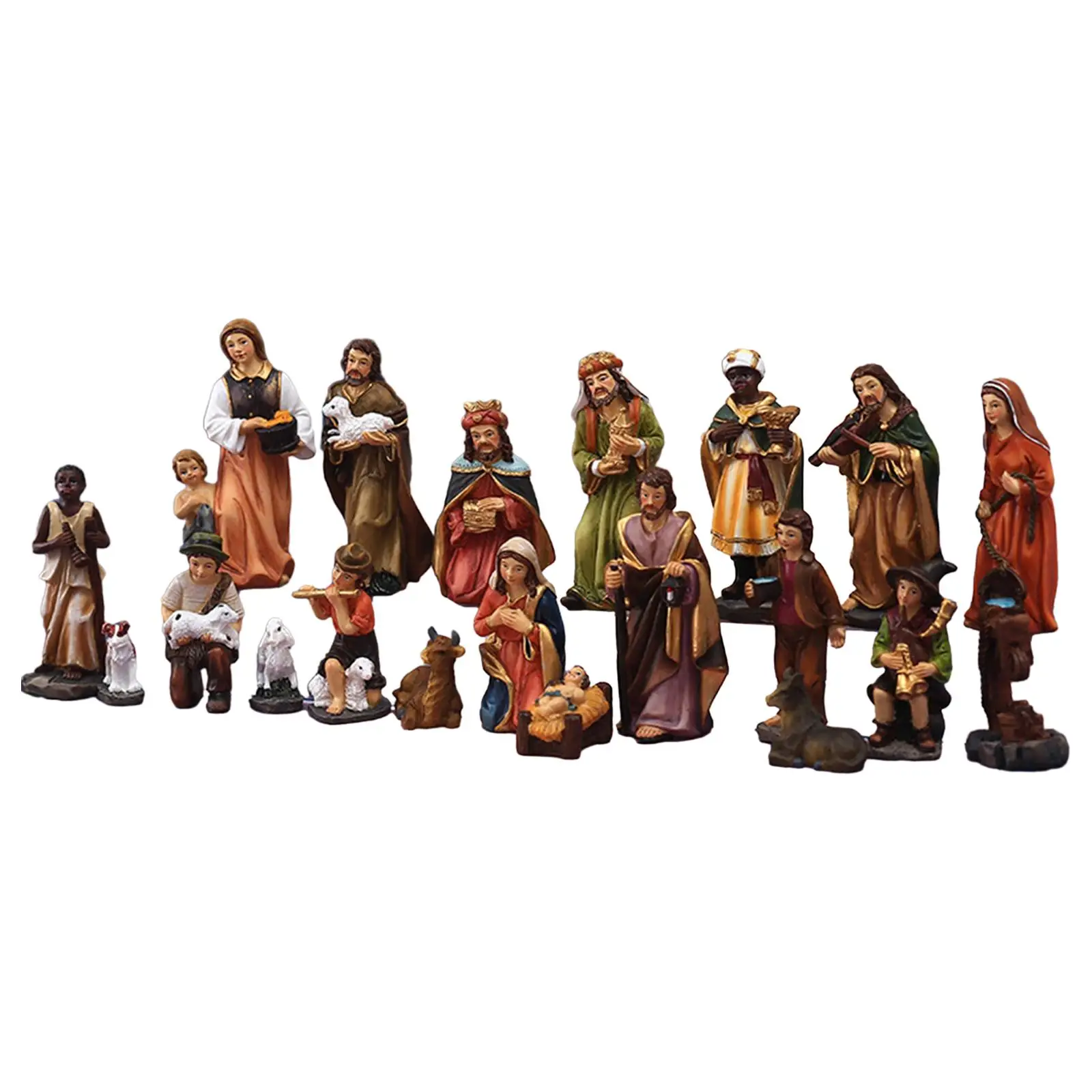 20Pcs Nativity Sets for Christmas Ornament Crafts Resin Statue Christ Birth of Jesus for Christmas Xmas Gift Home Holiday Church