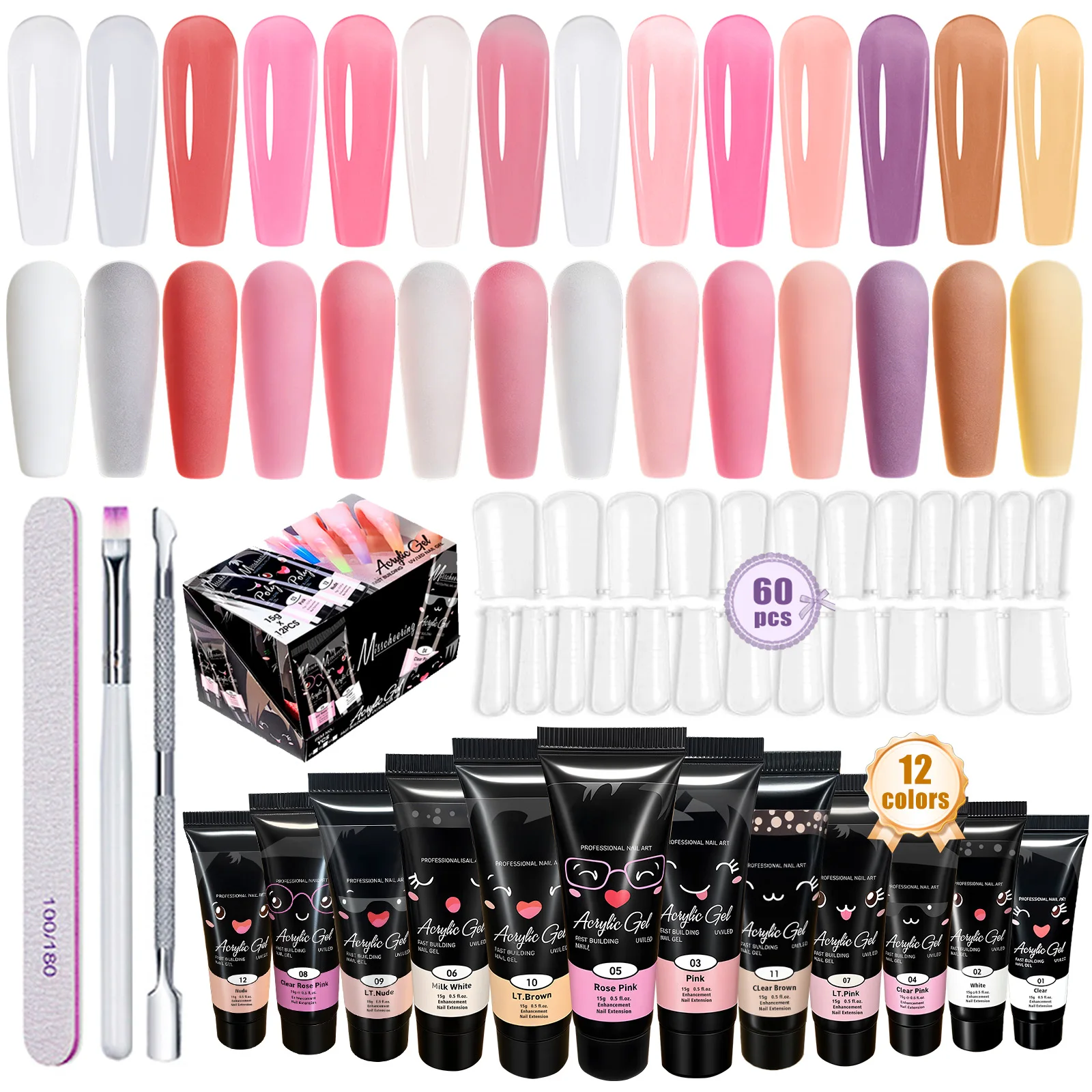 

Гель для наращивания ногтей, 12 цветов: осенне-зимние оттенки, нюдовые, красные, классические цвета. Дизайн для ногтей, подарок для женщин.