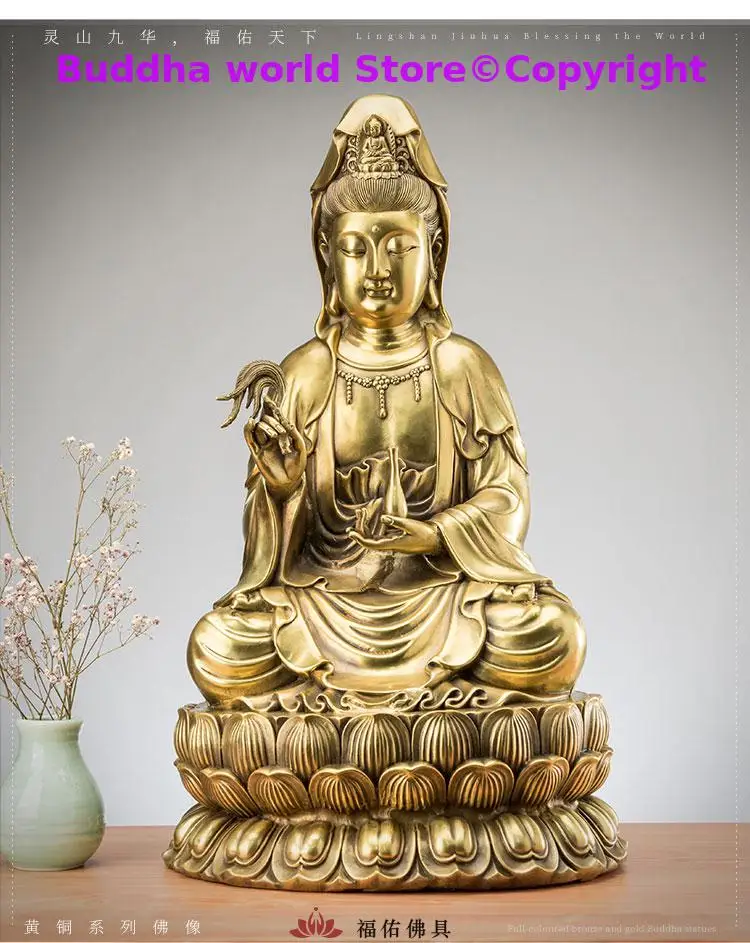 

High-grade HOME family Patron saint God bring good luck Copper Avalokitesvara Guan yin buddha statue Asia Temple Worship Bless