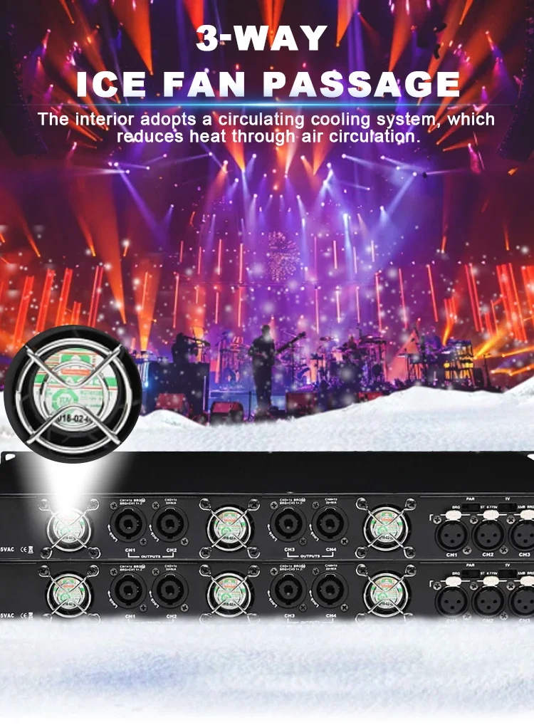 Paulkitson DN4100 4-Kanal Professioneller Digital-Leistungsverstärker Klasse-D 1U Rack-Mount-Verstärker 4Ω 4×2300W für Bühnenkonzerte und Live-Shows – Detail 5