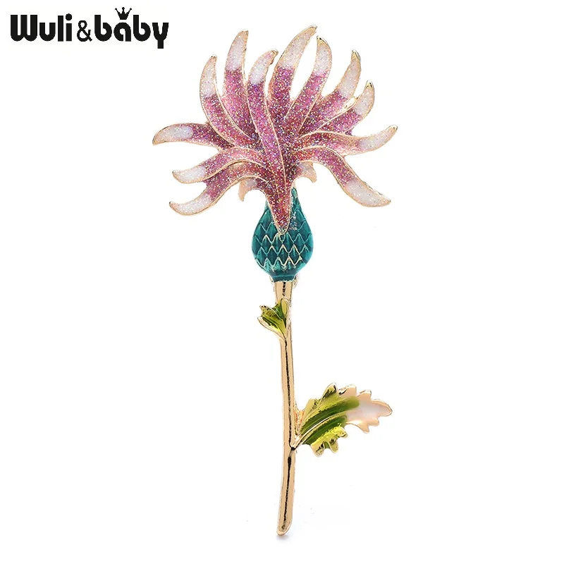 Wuli&baby Shinning Enamel Flower Brooches For Women Unisex Beautiful New Plants Party Office Brooch Pins Gifts