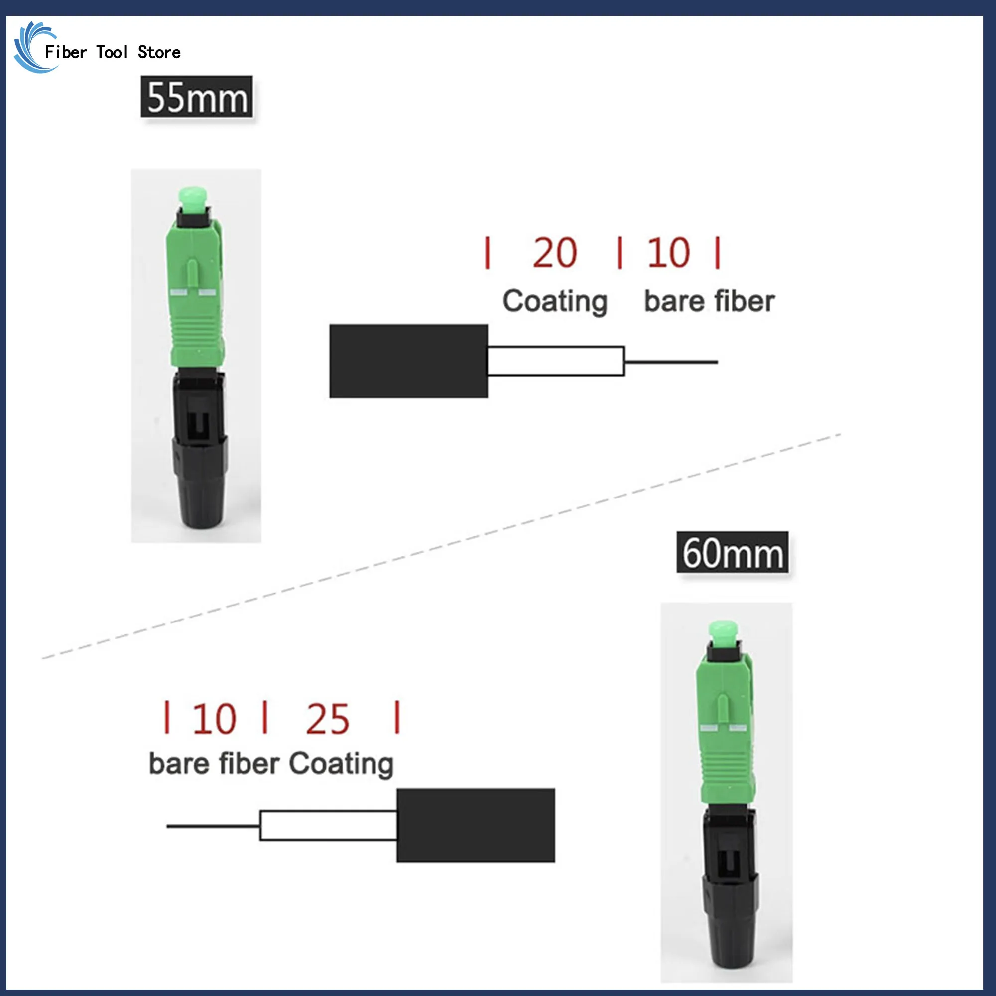 Conector óptico Apc SC UPC, herramienta rápida de fibra óptica FTTH, conector en frío, 60mm