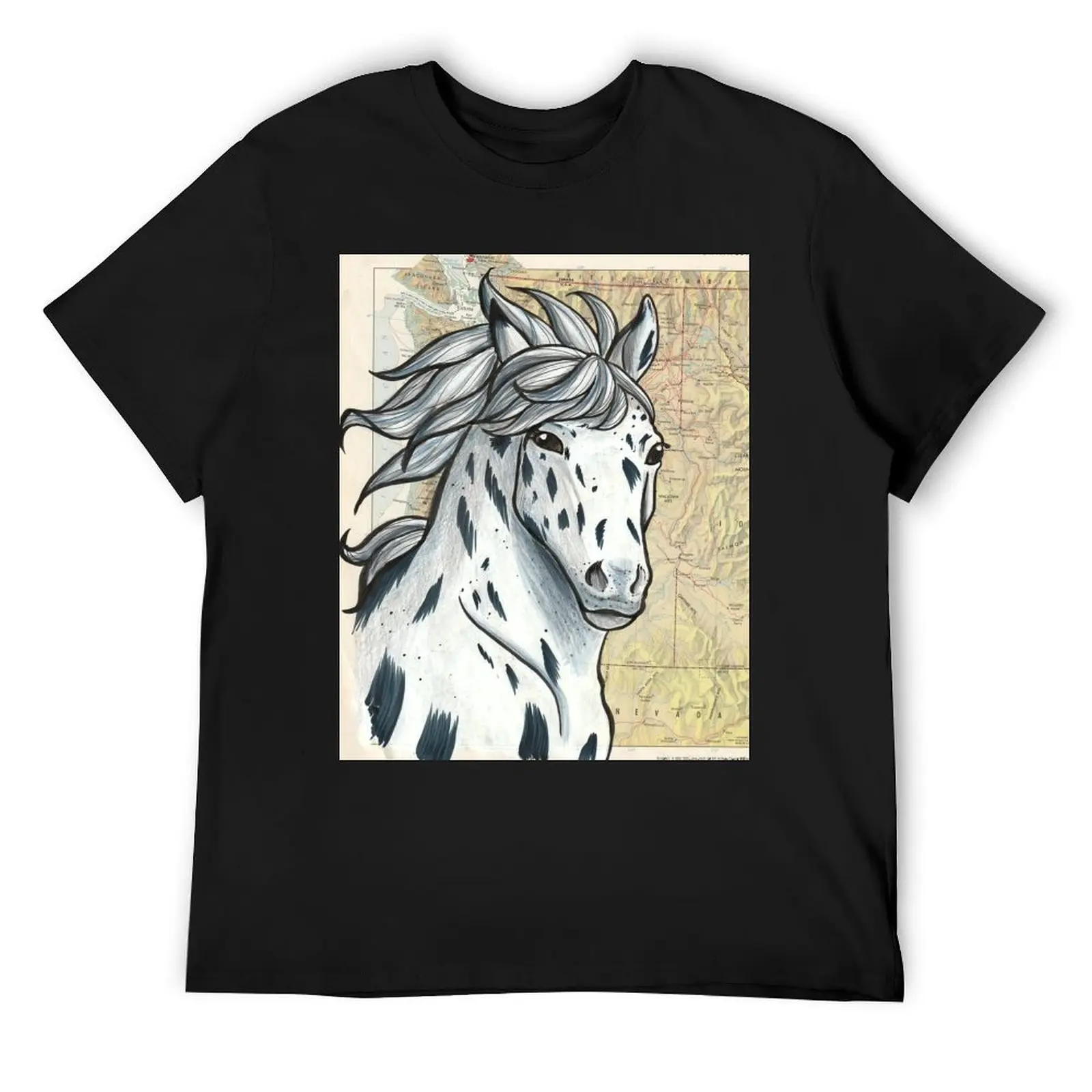 

Appaloosa Horse on Map T-Shirt designer shirts hippie clothes new edition anime t shirts clothes for men