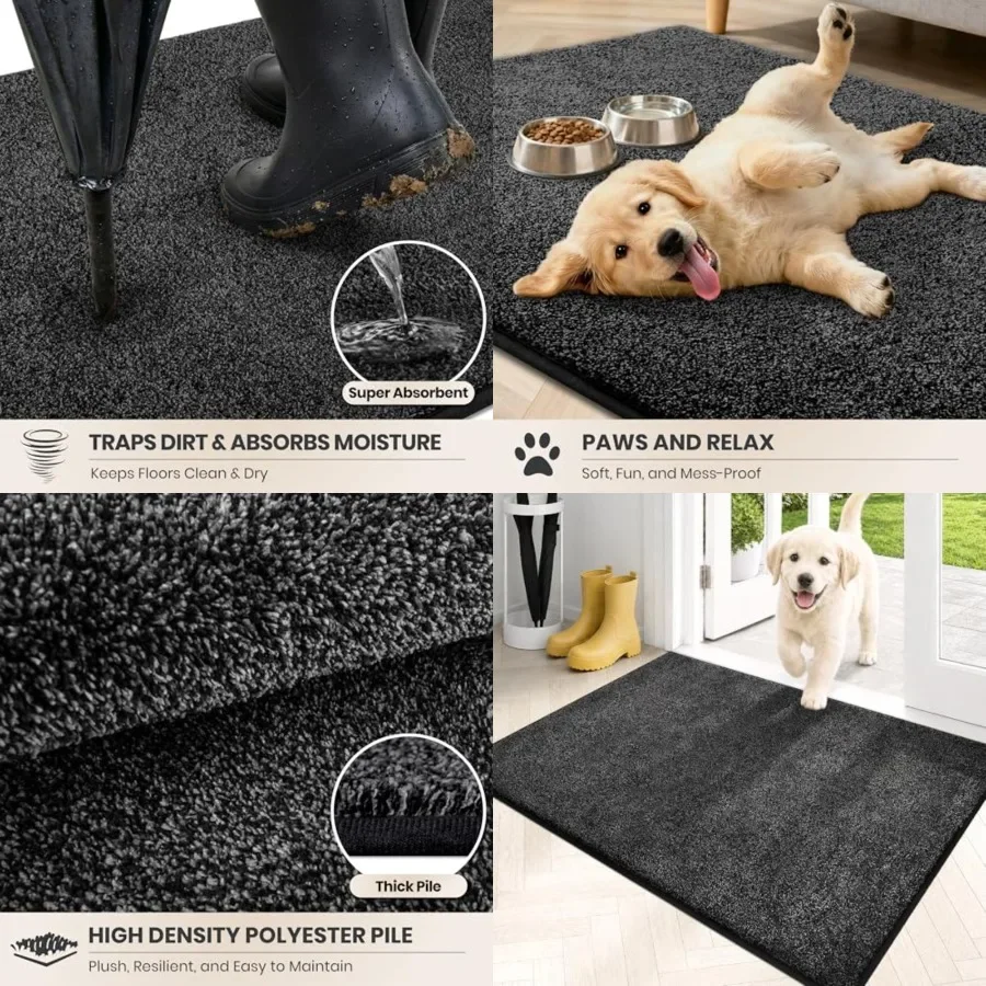 

Dirt Trapping Door Mat, Non-Slip Machine Washable Entryway Rug, Dog Doormat, Indoor Front Door Mat, Super Absorbent Entry Rug f