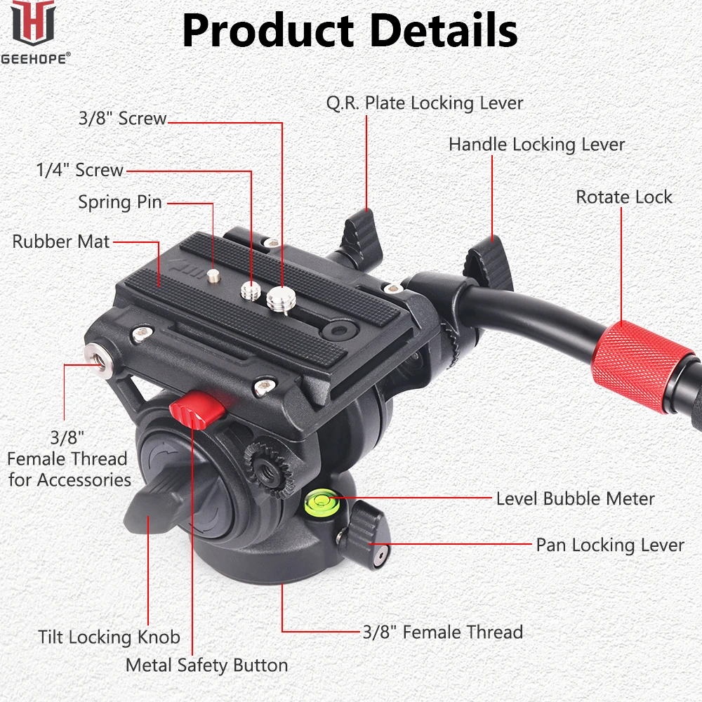 GEEHOPE GH-10 Fluid Video Head,  with 1/4\