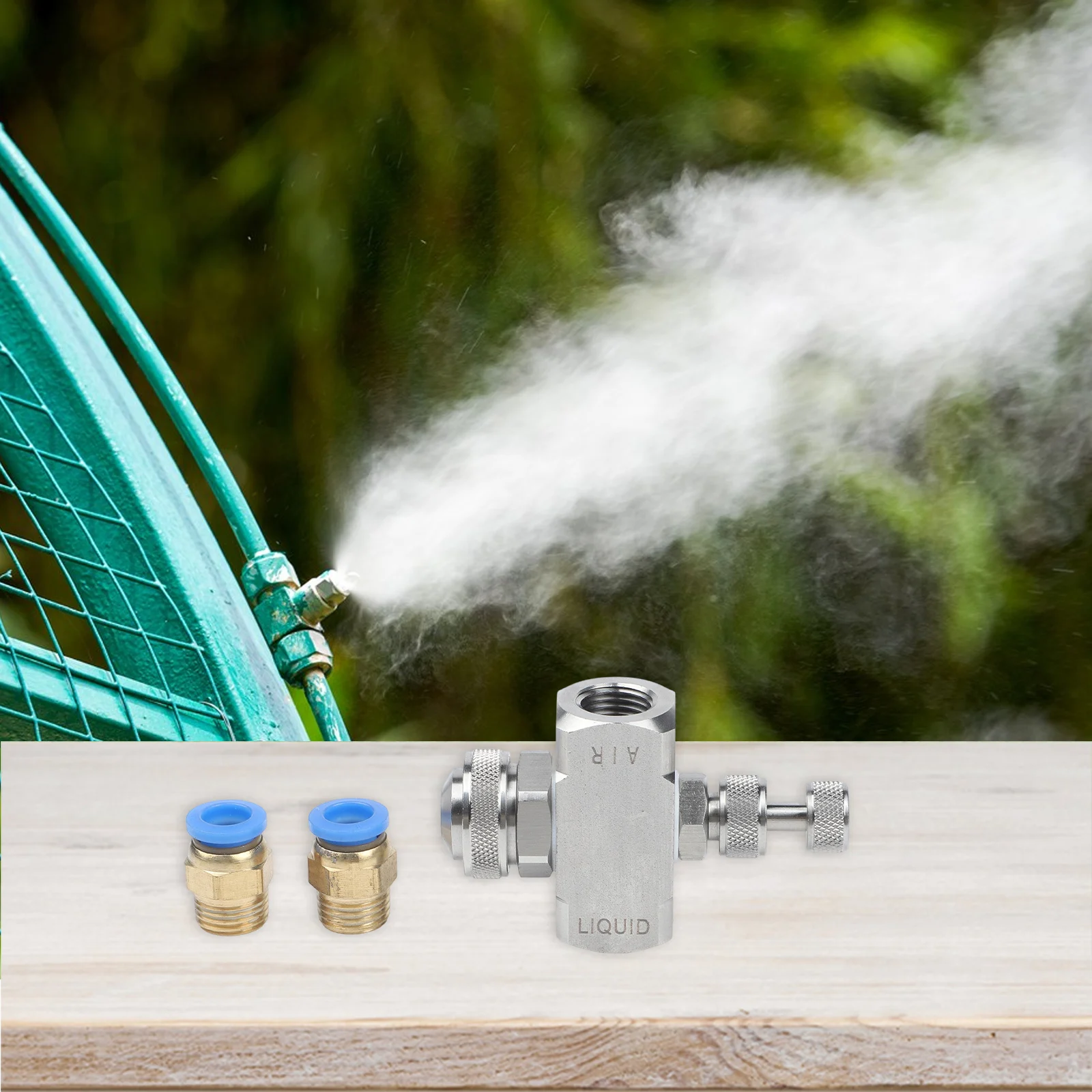 Stainless Steel Air Atomizing Nozzle 1/4 For BSPT for Space Dust Control Cooling and Humidification Siphon Cone Spray Tip