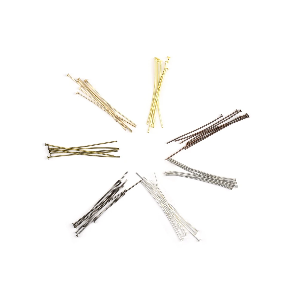200 Pcs/Lot 20-50mm iy Findings Accessories Supplies Earrings Headpins Flat Head Pins For Jewelry Making