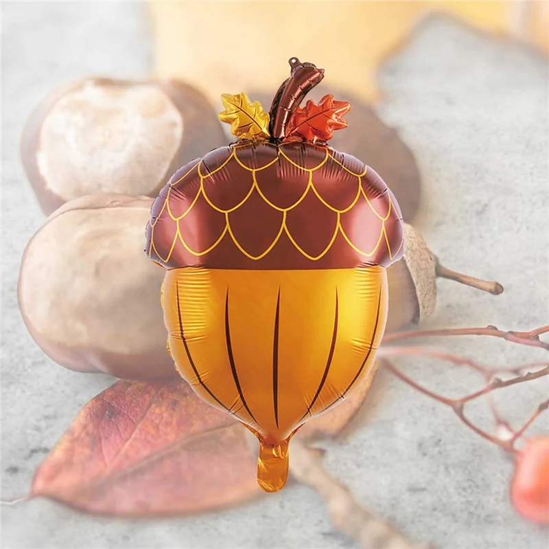 10Pcs Acorn Balloons Foil Fall Acorn Balloons for Baby Shower Birthday Fall Thanksgiving Party Decorations