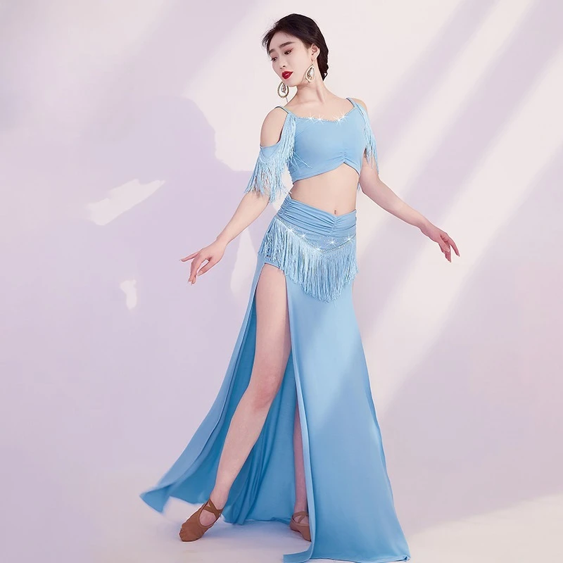 Customized New Belly Dance Practice Costume Oriental Dance Costumes Shining Tassel Performance Costume Set Indian Clothes Women