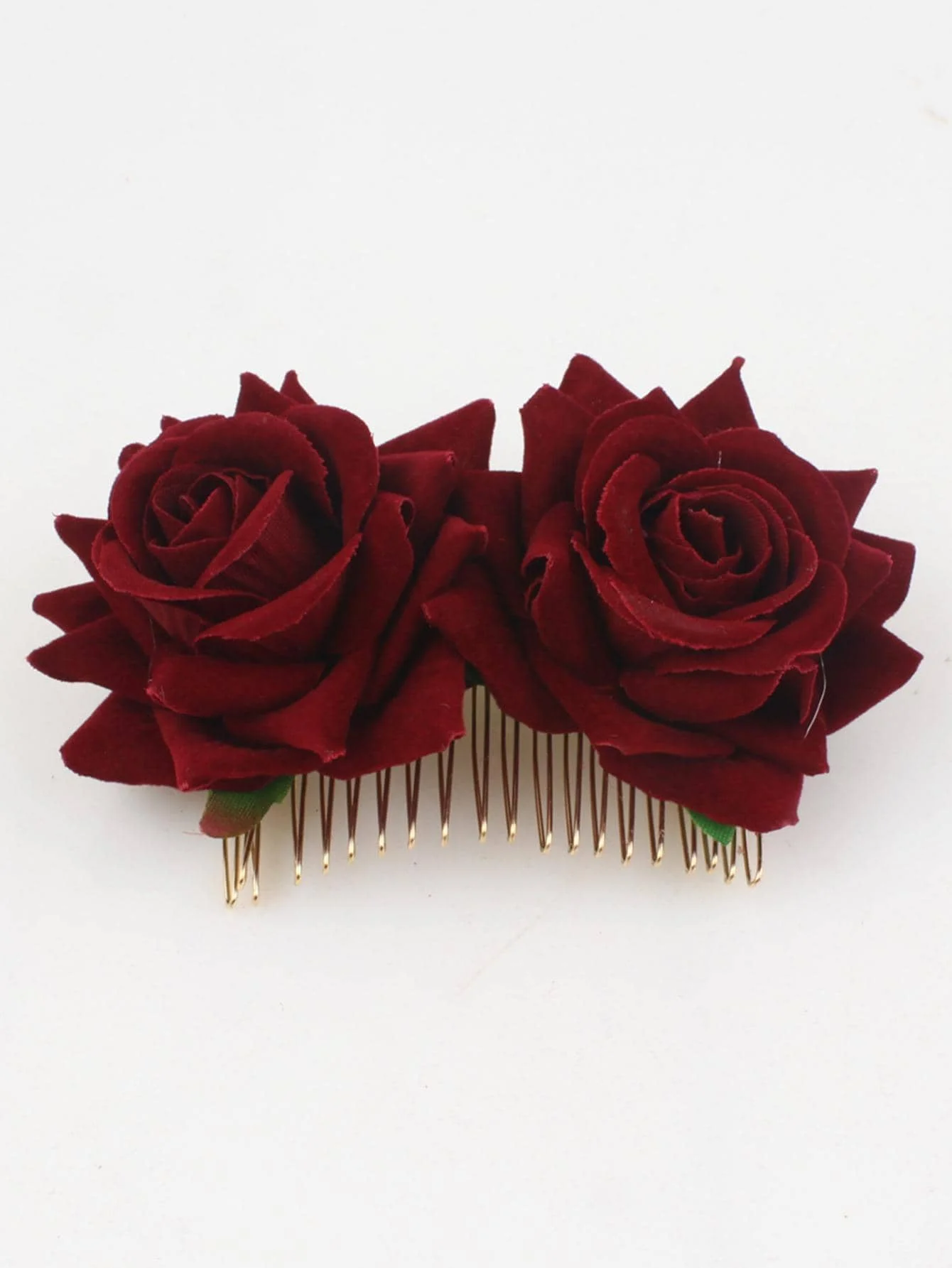 

1pc Women's Luxury Velvet Rose Flower Hair Comb, Burgundy Bohemian Style Headpiece, Bridal Wedding Occasion Hair