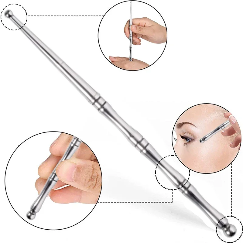 

Нержавеющая сталь Гуа Ша инструмент для лица акупунктурная ручка укрепляющий массаж кожи красота рефлексология лица точечный массаж для тела и глаз